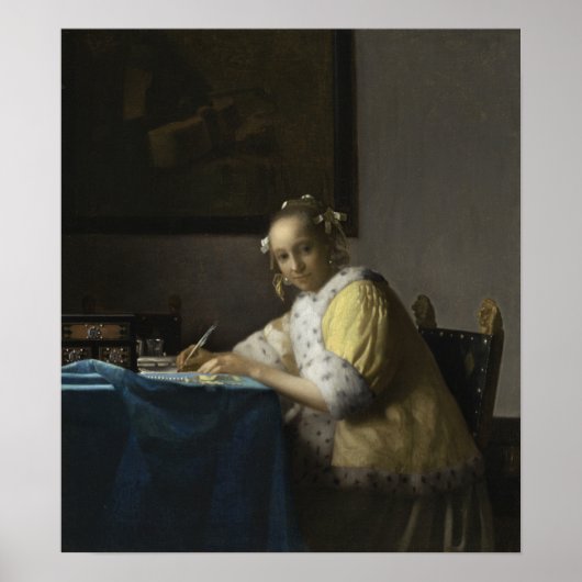 Poster Vermeer - Une dame écrivant 1667 (Devant)
