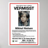 Poster Vermisst Mikkel Nielsen (Devant)