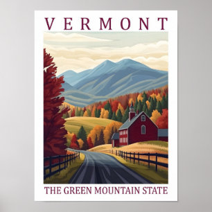 Poster Vermont Green Mountains State USA Travel Place