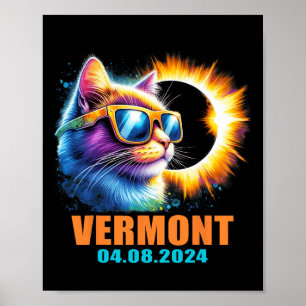Poster Vermont Total Solaire Eclipse 2024 Cat Solaire Ecl