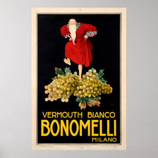 Poster Vermouth Bianco Bonomelli Milan Millésime