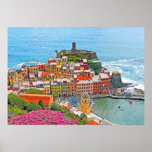 Poster VERNAZZA - Cinque Terre - panorama - Ligurie - (Devant)