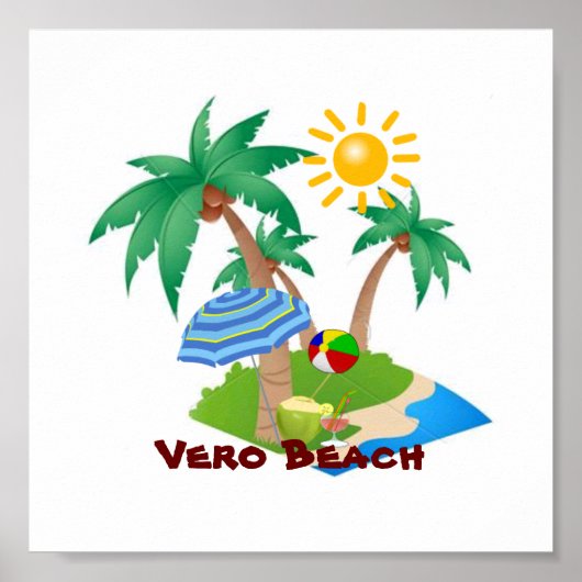 Poster VERO BEACH Étiquette de vacances parfaite (Devant)