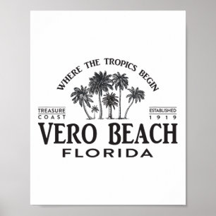 Poster Vero Beach Fl Où Commencent Les Tropiques Souvenir