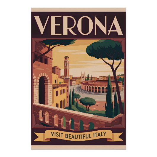 Poster Vérone Italie vintage (Devant)