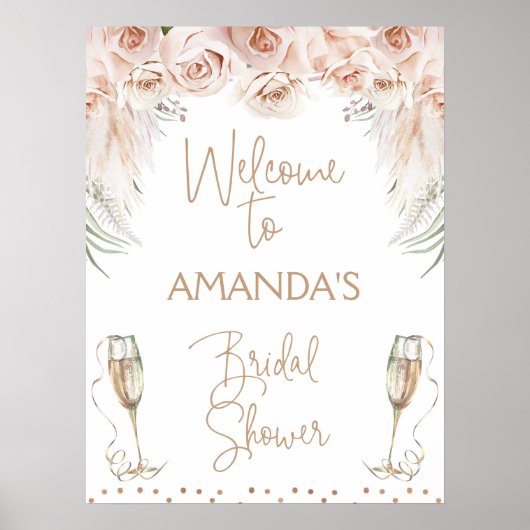 Poster Verre à Champagne Bohème Brunch Enterrement de Vie (Devant)