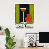 Poster Verre à vin et bouteille rouge ajouter du texte (Bureau à domicile)
