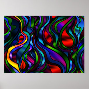 Poster Verre Abstrait à tôle psychédélique