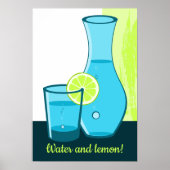 Poster Verre Bleu & Carafe - Eau et Citron ! (Devant)