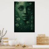 Poster Verre botanique intemporel sur toile vert foncé (Cuisine)