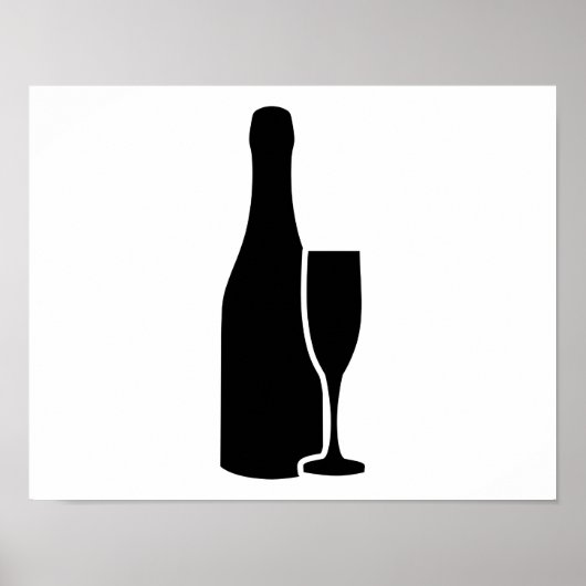 Poster Verre bouteille de champagne (Devant)