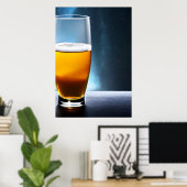 Poster Verre de bière sur une table dans l'espace | AI Ar (Bureau à domicile)