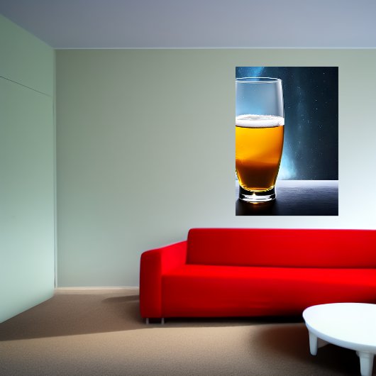Poster Verre de bière sur une table dans l'espace | AI Ar