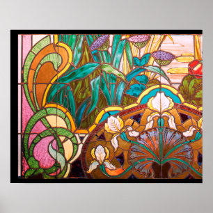 Poster Verre florale art nouveau
