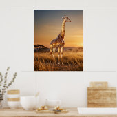 Poster Verre Girafe Savannah Aube (Cuisine)