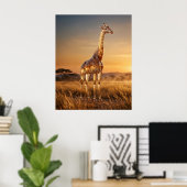 Poster Verre Girafe Savannah Aube (Bureau à domicile)