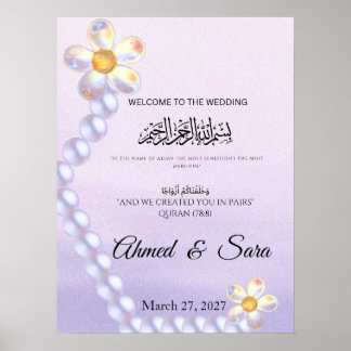 Poster Verre iridescent Fleur Perle Mariage islamique