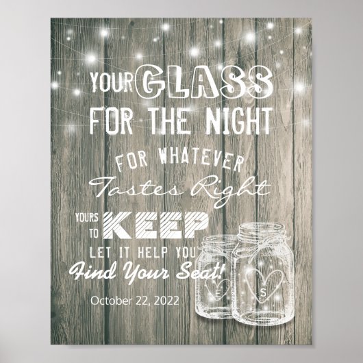 Poster Verre mariage Pour La Nuit Trouvez Votre Siège (Devant)
