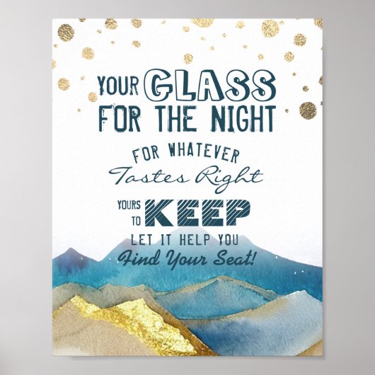 Poster Verre mariage Pour La Nuit Trouvez Votre Siège (Devant)