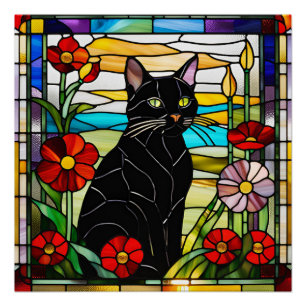 Poster Verre noir pour chat