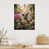 Poster Verre Orchidée Colibri Lueur (Cuisine)