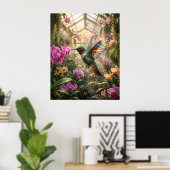 Poster Verre Orchidée Colibri Lueur (Bureau à domicile)