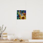 Poster Verre tendu avec tournesol et papillon (Cuisine)
