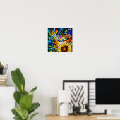 Poster Verre tendu avec tournesol et papillon (Bureau à domicile)
