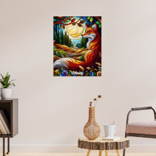 Poster Verre tendu Look Renard rouge