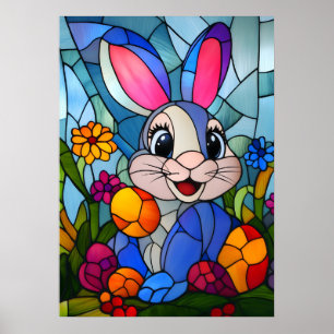 Poster Verre Trait Joyeux Bunny de Pâques Art Mur