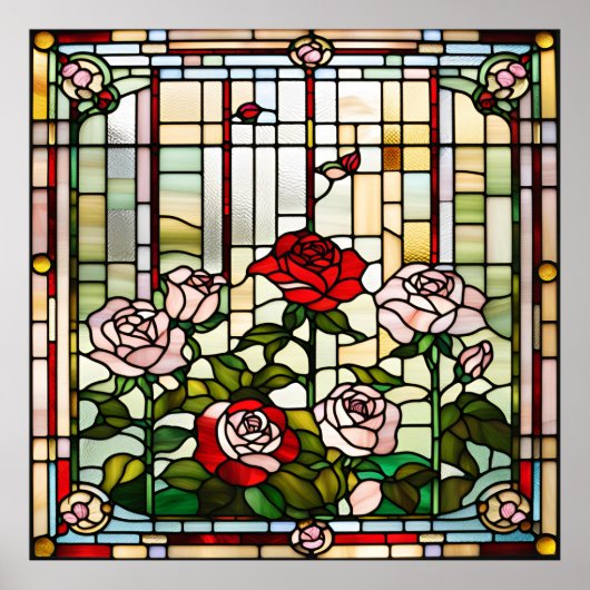 Poster Verre Trait Rose Design de jardin (Devant)