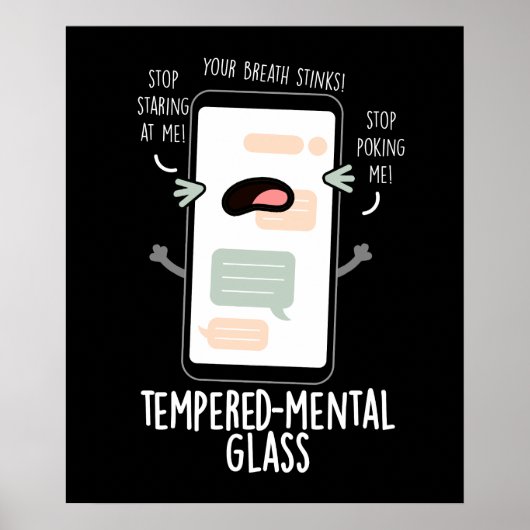Poster Verre trempé mental Funny Cellphone Pun Dark BG (Devant)