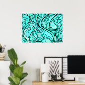 Poster Verre turquoise Abstrait (Bureau à domicile)