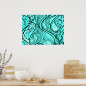 Poster Verre turquoise Abstrait (Cuisine)
