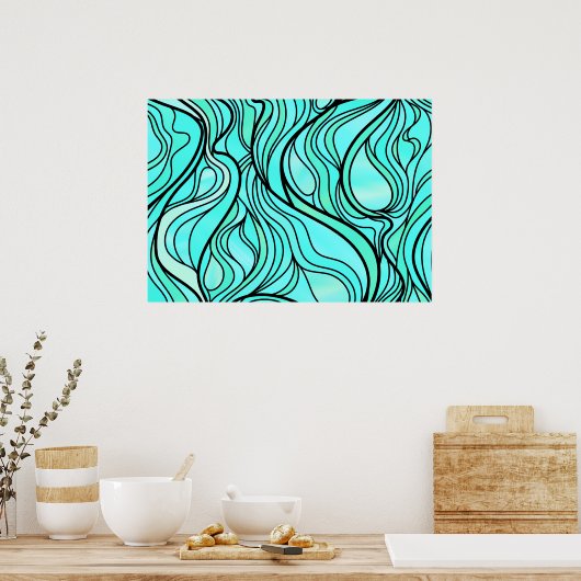 Poster Verre turquoise Abstrait (Cuisine)
