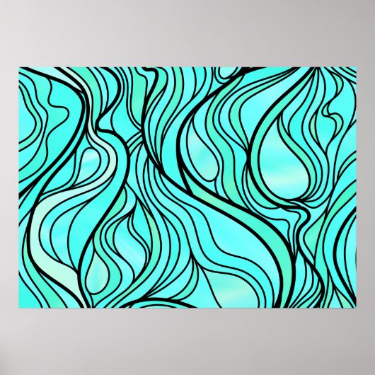 Poster Verre turquoise Abstrait (Devant)