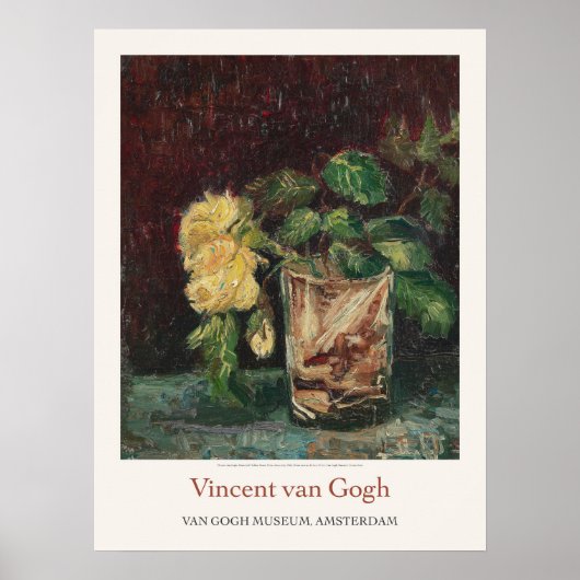 Poster Verre Vincent van Gogh avec roses jaunes Imprimer (Devant)