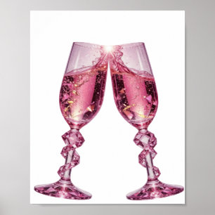 Poster VERRES À CHAMPAGNE argentés accrocheurs
