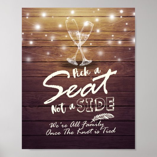 Poster Verres à Champagne Mariage Choisis un Siège et non (Devant)