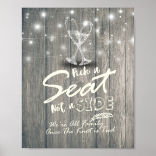 Poster Verres à Champagne Mariage Choisissez un Siège et