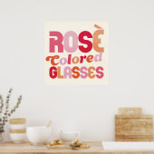 Poster "Verres Rosés" Typographie Vin Cute Art (Cuisine)