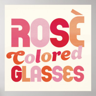 Poster "Verres Rosés" Typographie Vin Cute Art