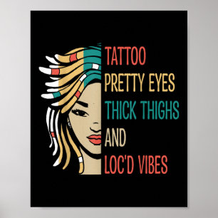 Poster Verrouiller Tatouages Jolies Yeux Épais Cuisse Ver