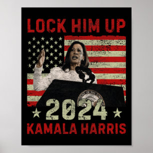 Poster Verrouillez-le Kamala Harris 2024 Drapeau américai