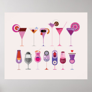 Poster Verrres à cocktail