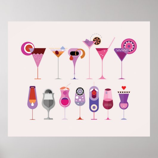 Poster Verrres à cocktail (Devant)