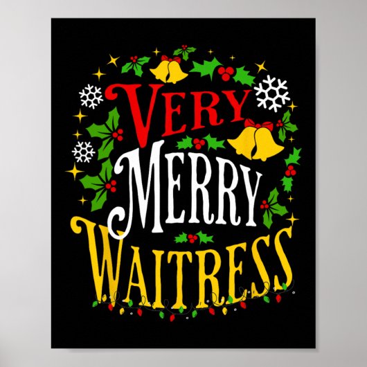 Poster Verry Merry Witress Christmas Holiday Server Paja (Devant)