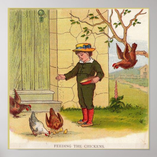 Poster vers 1900 Alimentation de l'impression Poulets (Devant)