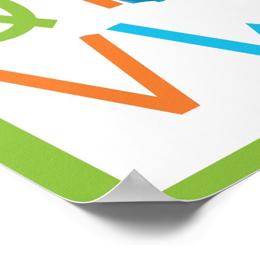 Poster Vers de livre scolaire Alphabet A à Z sur Vert cla (Coin)