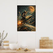 Poster Vers la Lune - Trading Astronaute, Forex, Crypto (Cuisine)